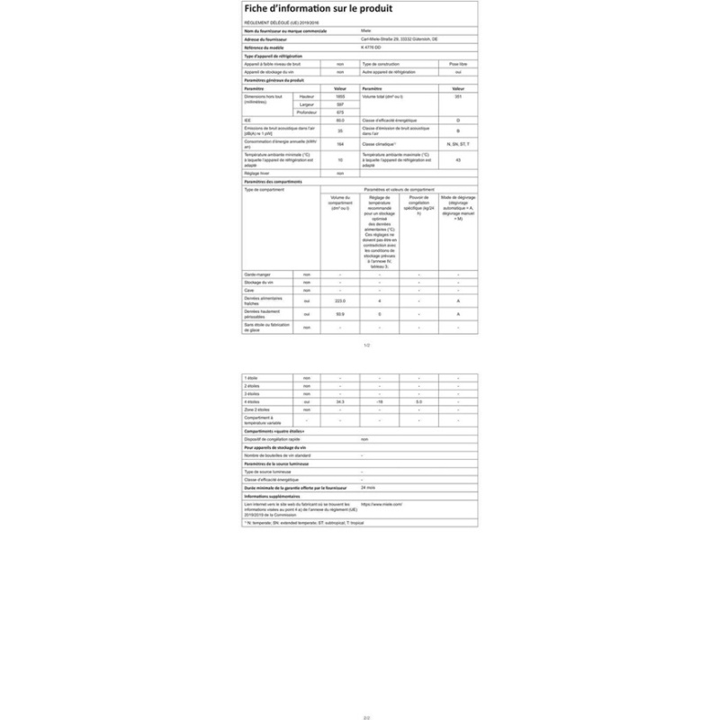 Réfrigérateur 1 porte Miele K 4776 DD