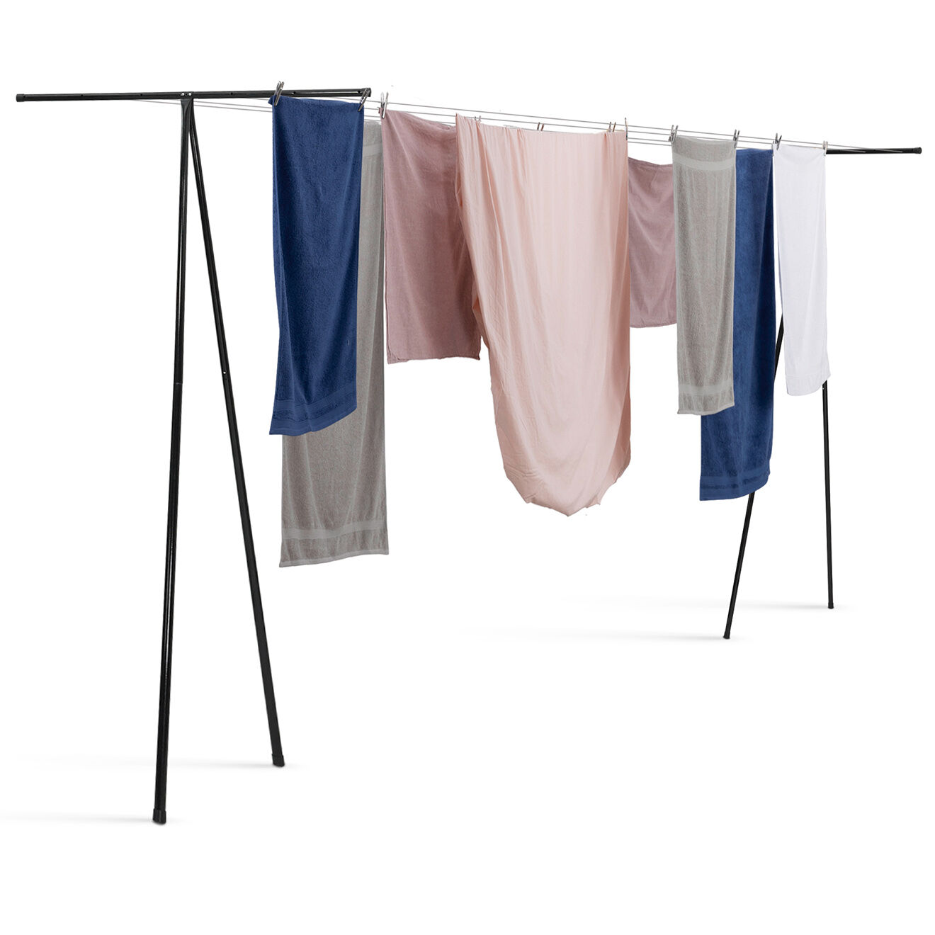 Inkazen Etendoir à linge extérieur filaire 100m d'étendage noir - 500x111x210 cm
