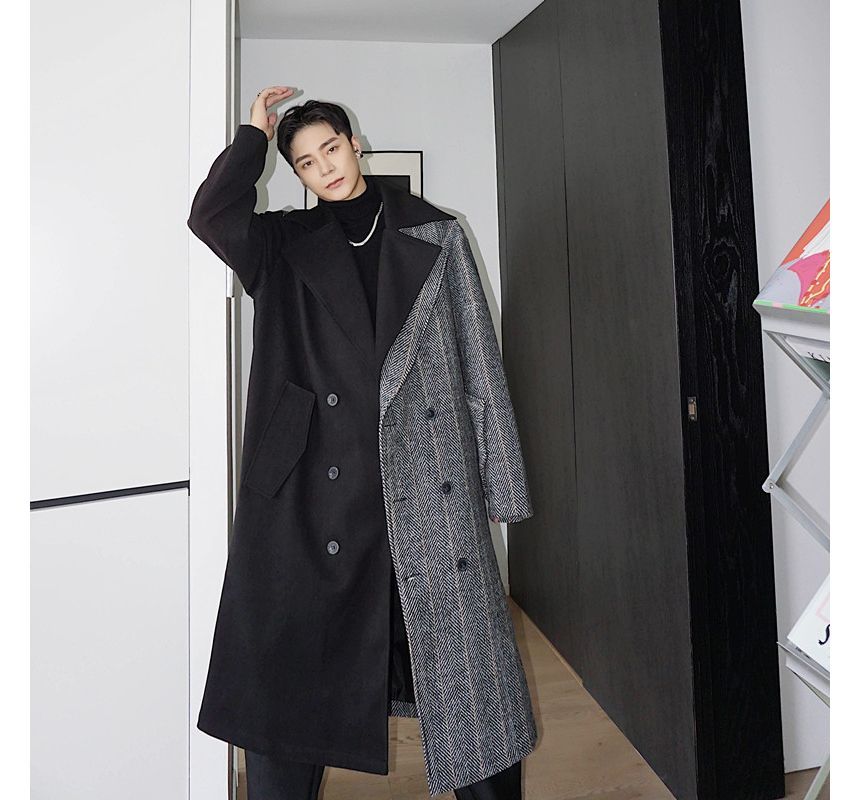 Orungeetun - Mock Two Piece Long-Sleeve Double Breasted Trenchcoat