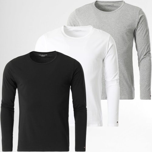 Lot De 3 Tee Shirts Manches Longues 3022 Noir Blanc Gris Chiné