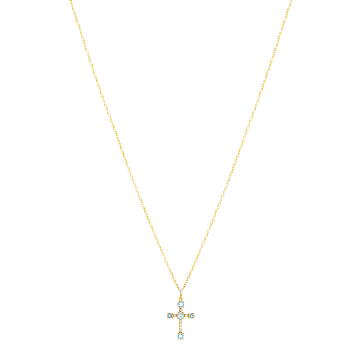 Collier or jaune 375 topazes zirconias 45 cm