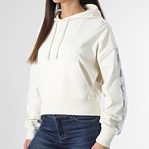 Sweat Capuche Crop A Bandes Femme Defira 50489128 Beige