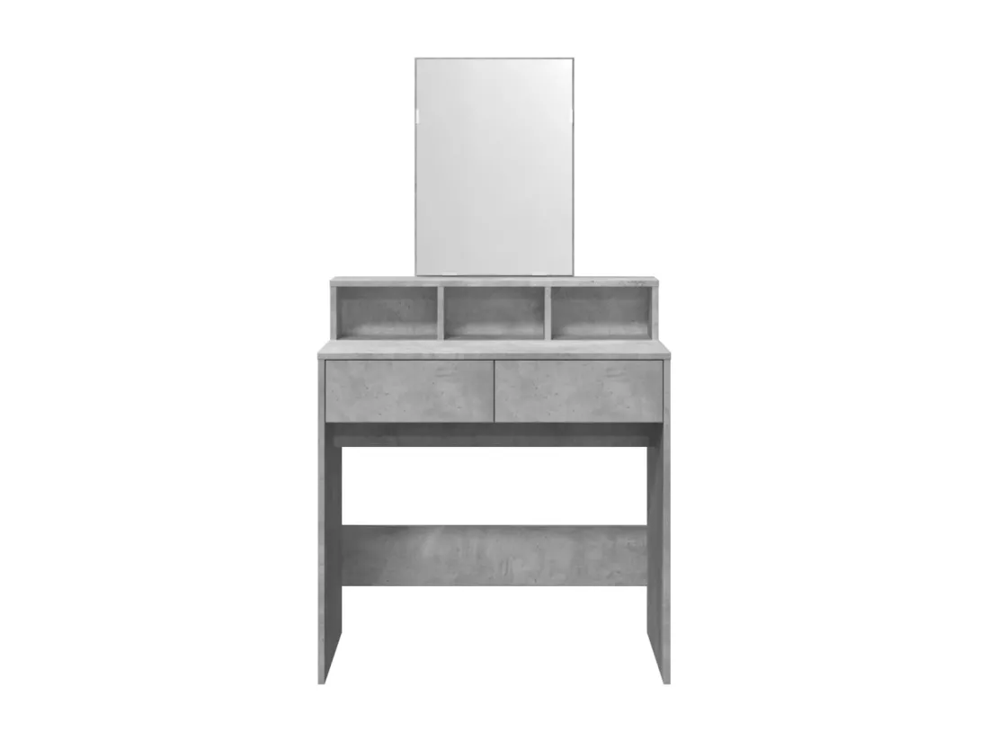 Coiffeuse avec miroir gris béton 80x41x144,5 cm