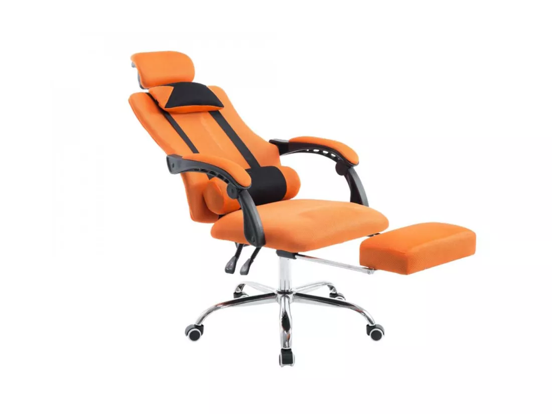 Chaise de bureau - Similicuir & Métal chromé - Orange - Fellow