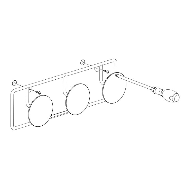 Patère murale à 3 têtes taille M Cime L. 40 cm, acier noir