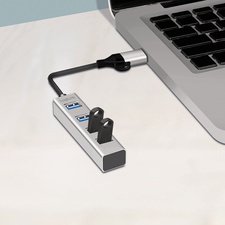 Hub USB 3.0, 4 ports, 4x USB-A, argent