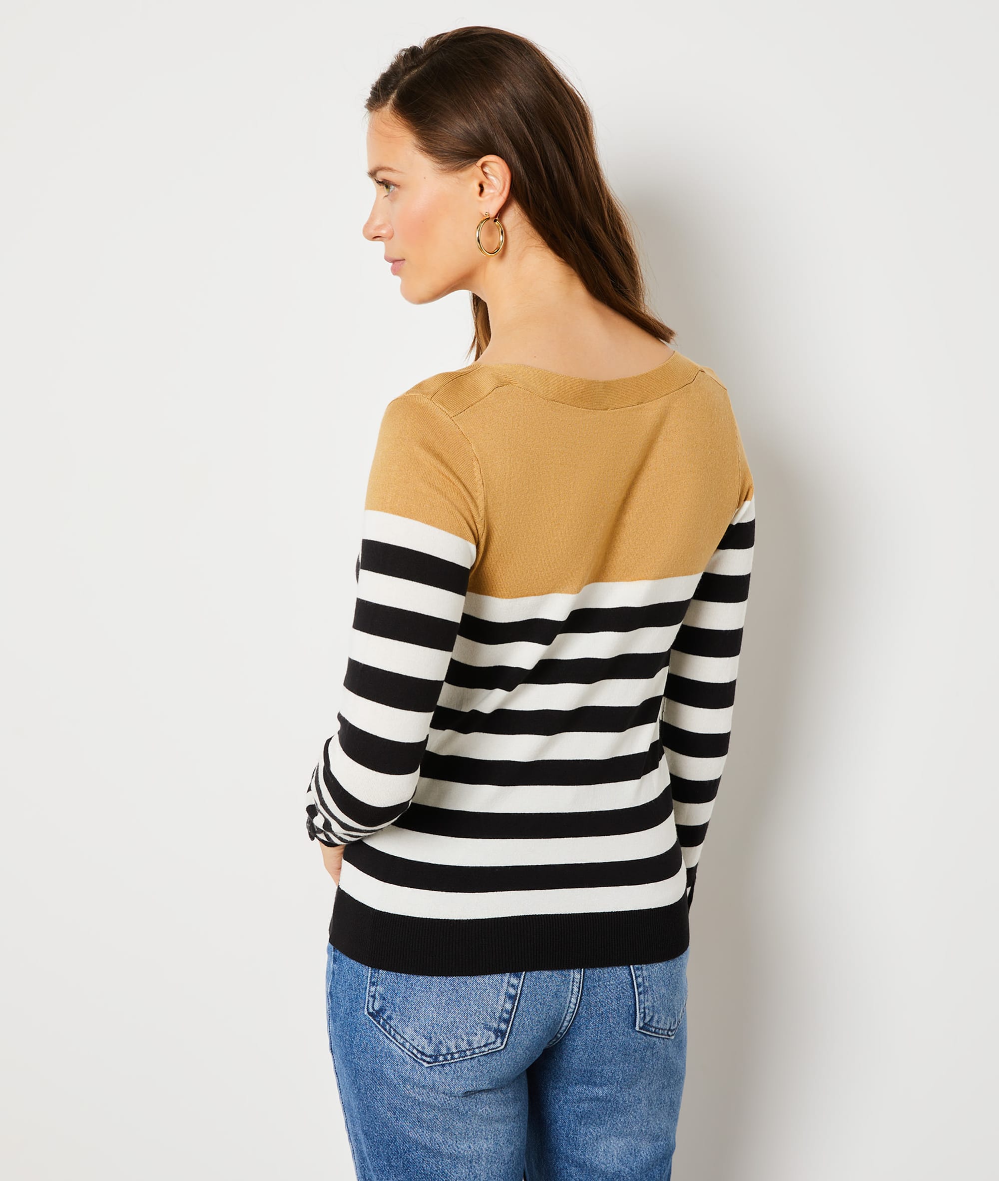 Pull col bateau en maille fine