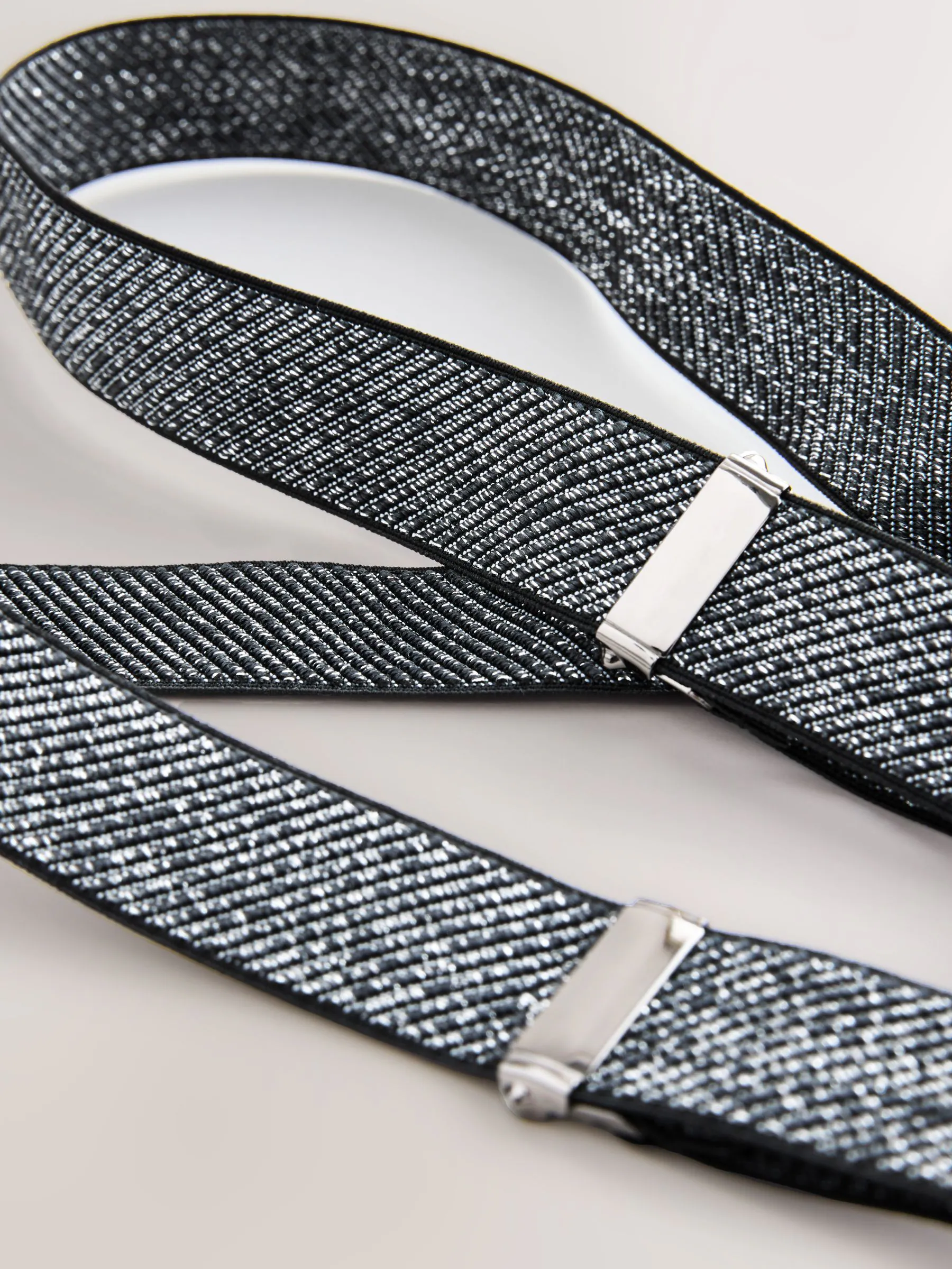 Zilver - Slim Glitter Braces