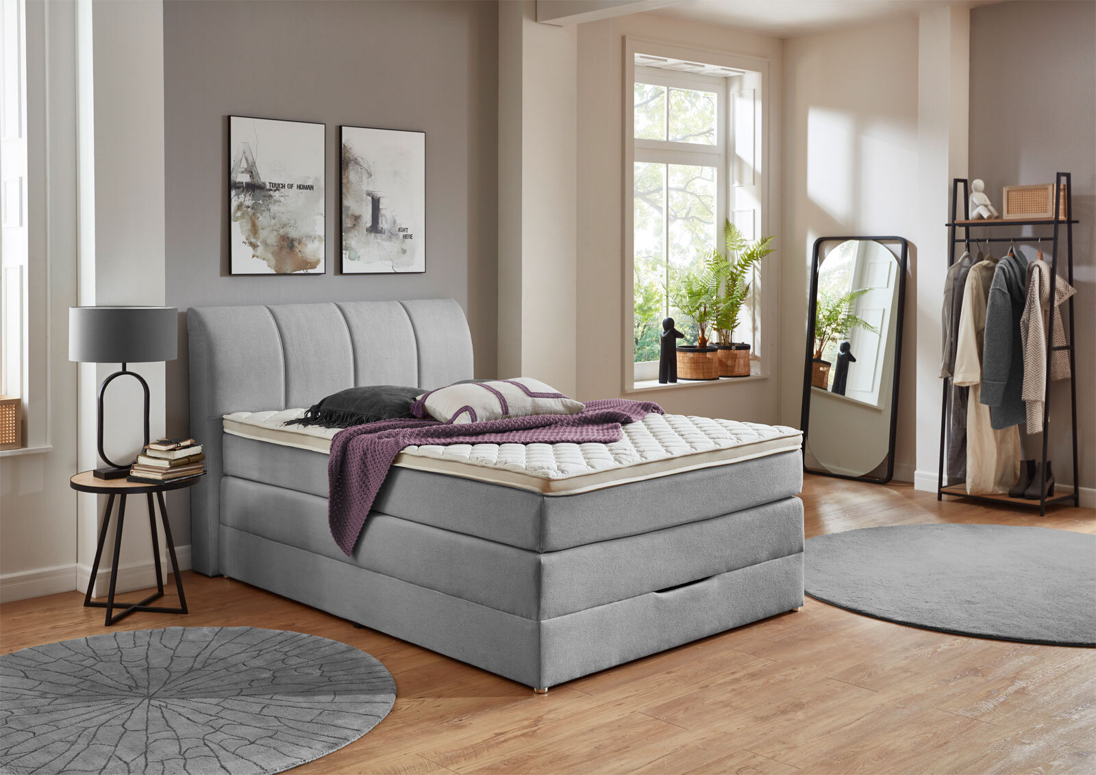 CASAVANTI Boxspringbett MILANO 140 x 200 cm grau