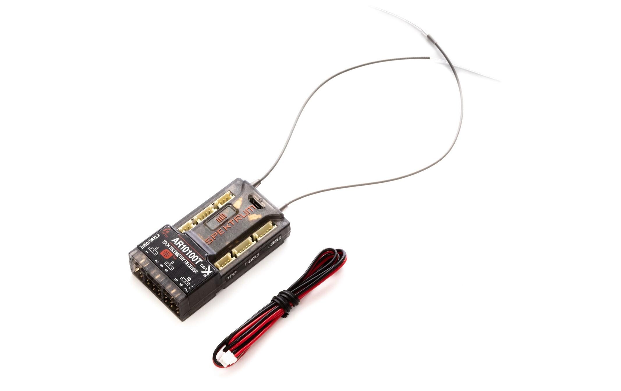 Empfänger AR10100T, 2.4 GHz DSMX, 10-Kanal, Telemetrie<br>10-Kanal Spektrum DSMX Telemetrieempfänger für Flugmodelle