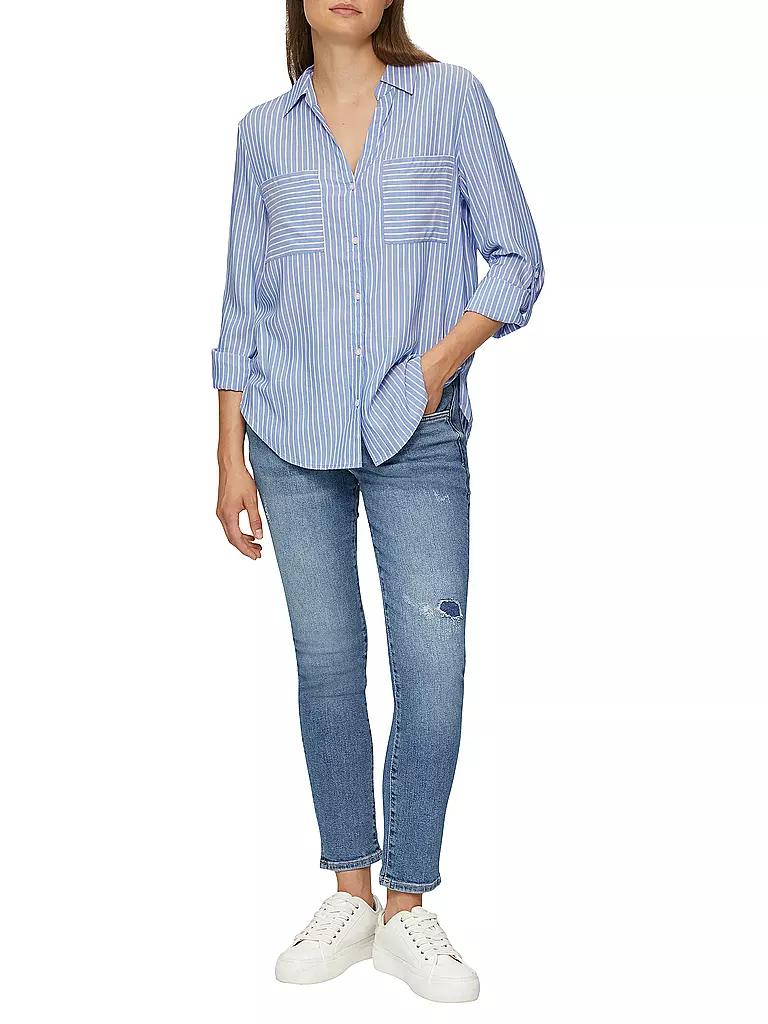 S.OLIVER Hemdbluse Regular Fit blau