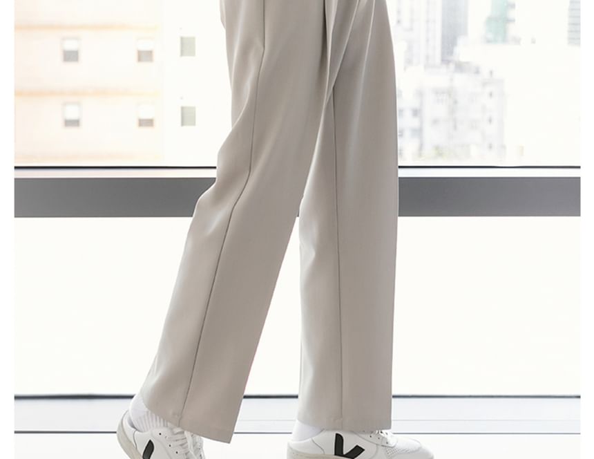 CHIC ERRO - Hoge taille effen rechte broek