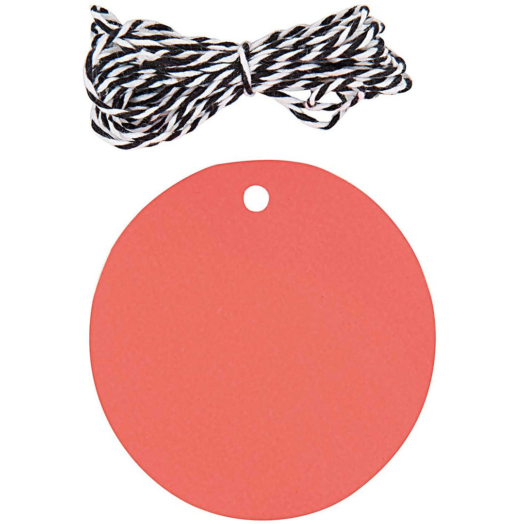 Cadeaulabels rond - neon rood - 20st