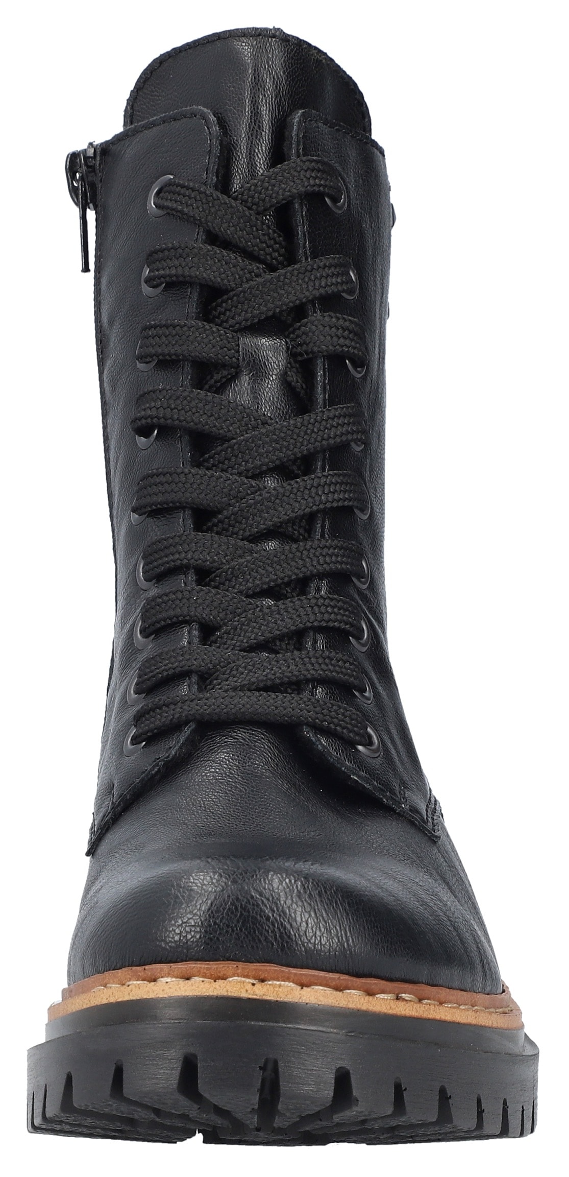 Rieker Schnürstiefelette  , Schnürboots, Blockabsatz, Innenreissverschluss und Nietenverzierung