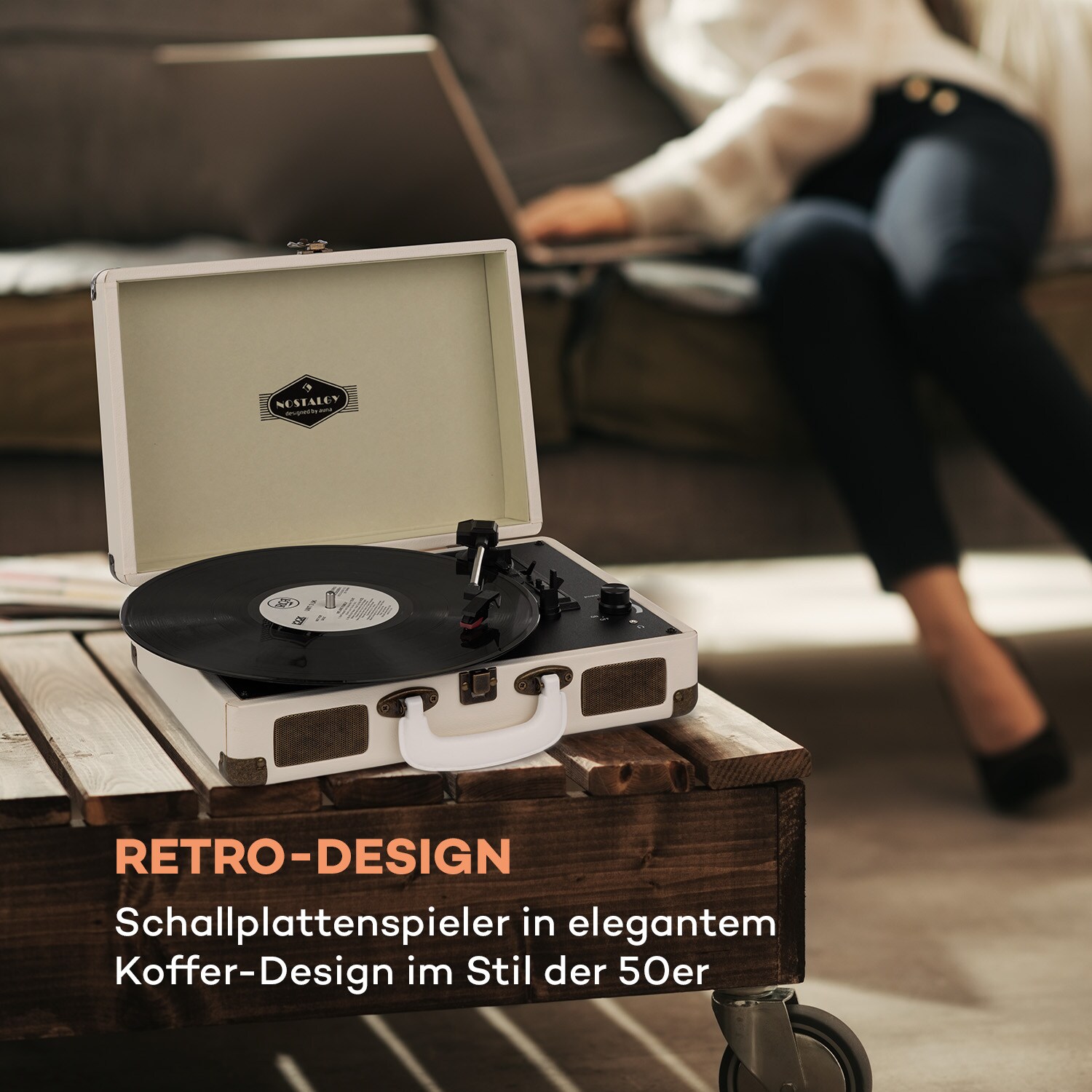 Nostalgy by auna Peggy Sue Retro-Plattenspieler LP USB AUX