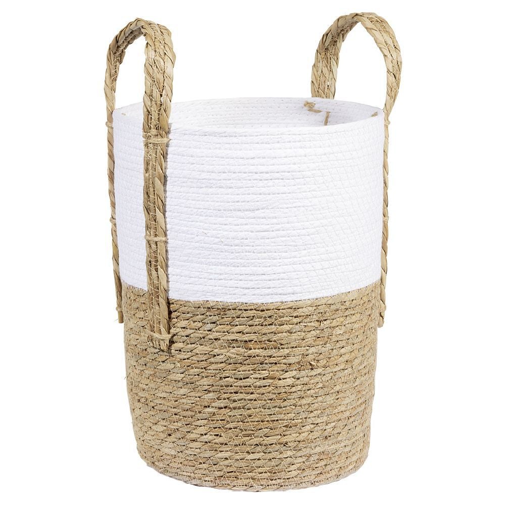 Panière ronde blanc naturel Ø30xH40 cm