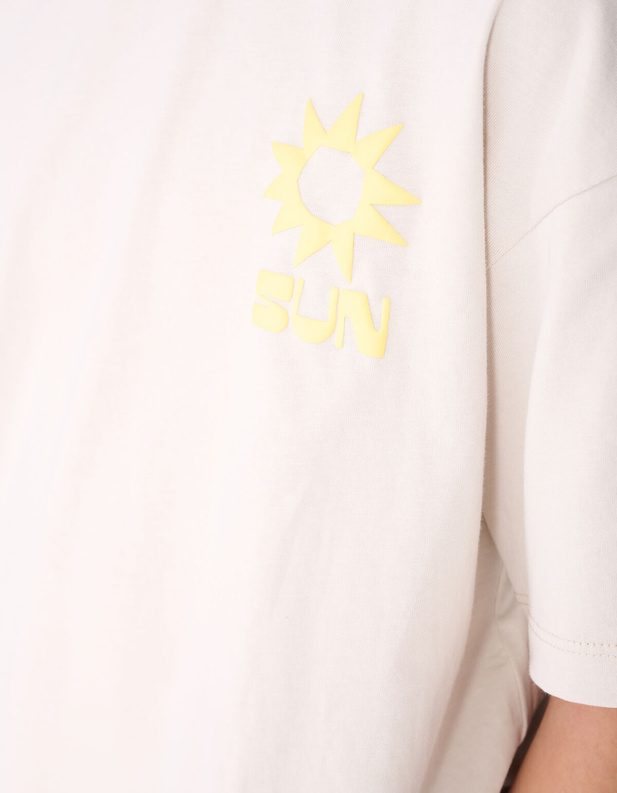 Oversized Sun Artwork T-shirt Beige