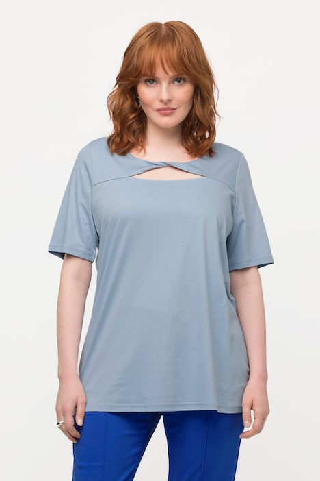 T-Shirt, Drapierung, Cut-Out, V-Ausschnitt, Halbarm