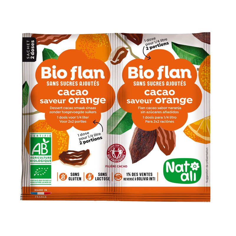 Bio Flan parfum chocolat-orange sans sucres ajoutés