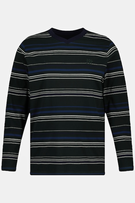 Schlafanzug, Homewear, OEKO-TEX, Zweiteiler, Ringel-Oberteil, Langarm
