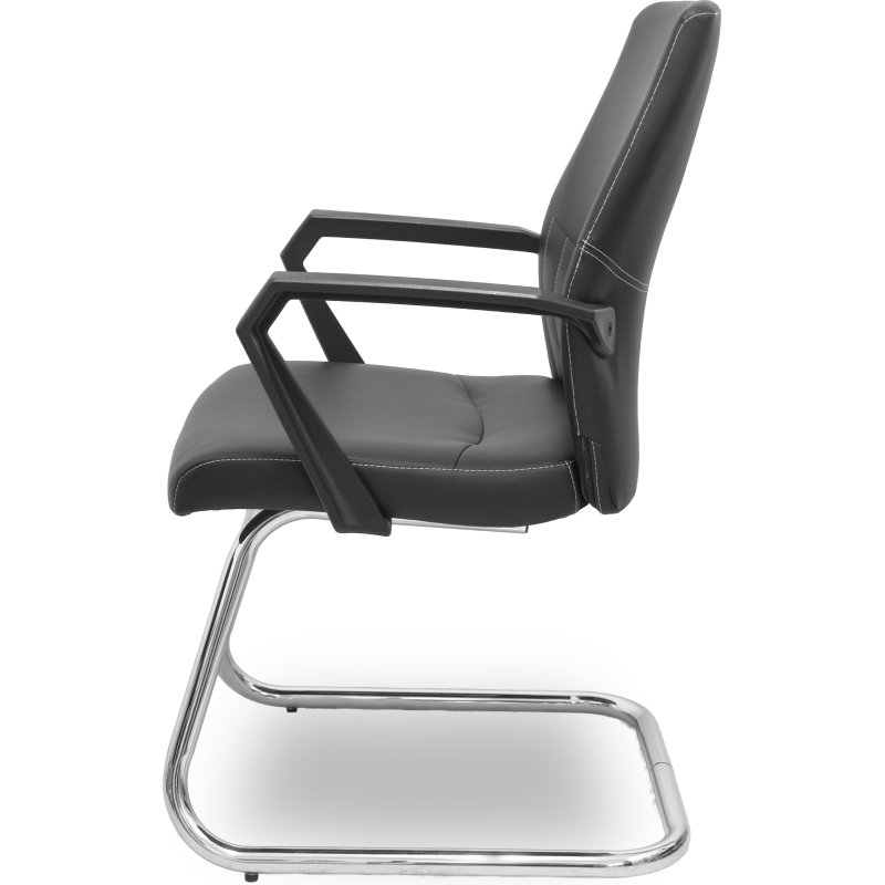 Chaise visiteur Opti520PA avec pieds luge en similicuir noir