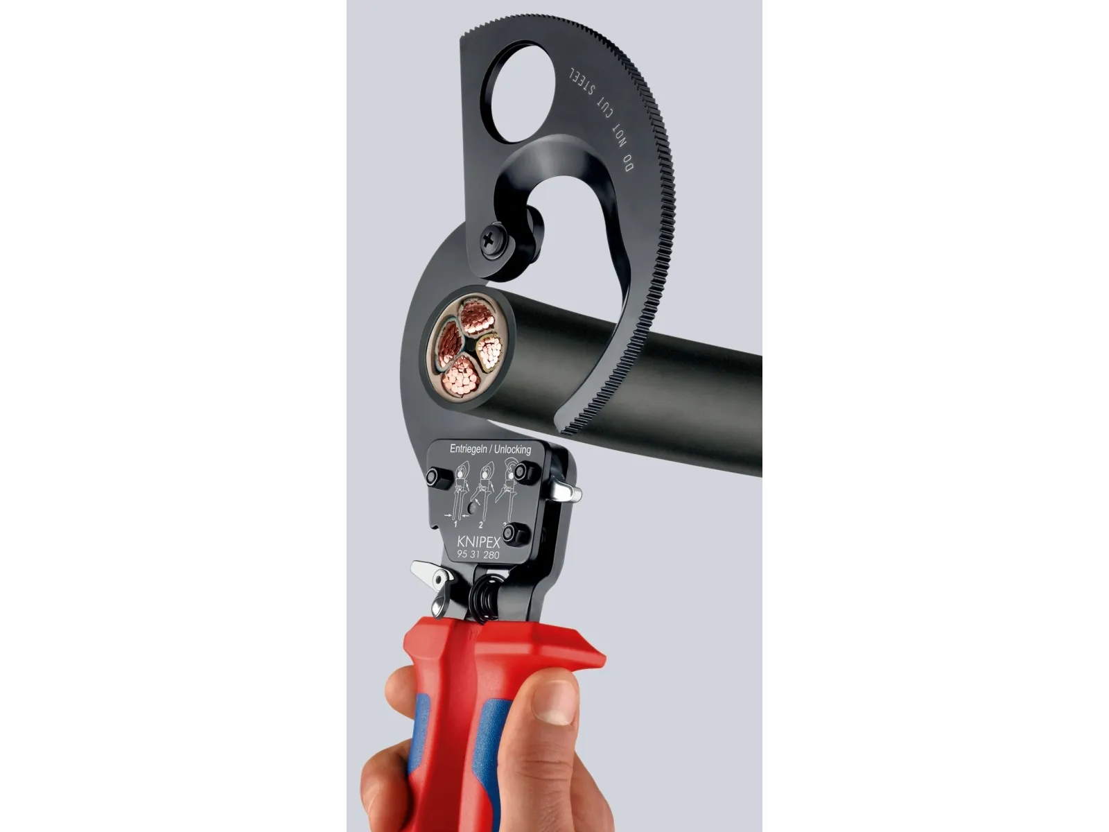 Knipex 95 31 250, Håndkabelskærer, Blå, Rød, Stål, Sort, Blå, Rød, 3,2 cm, REACH