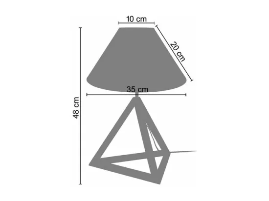 Lampe a poser géométrique bois , cone écru 48 cm.