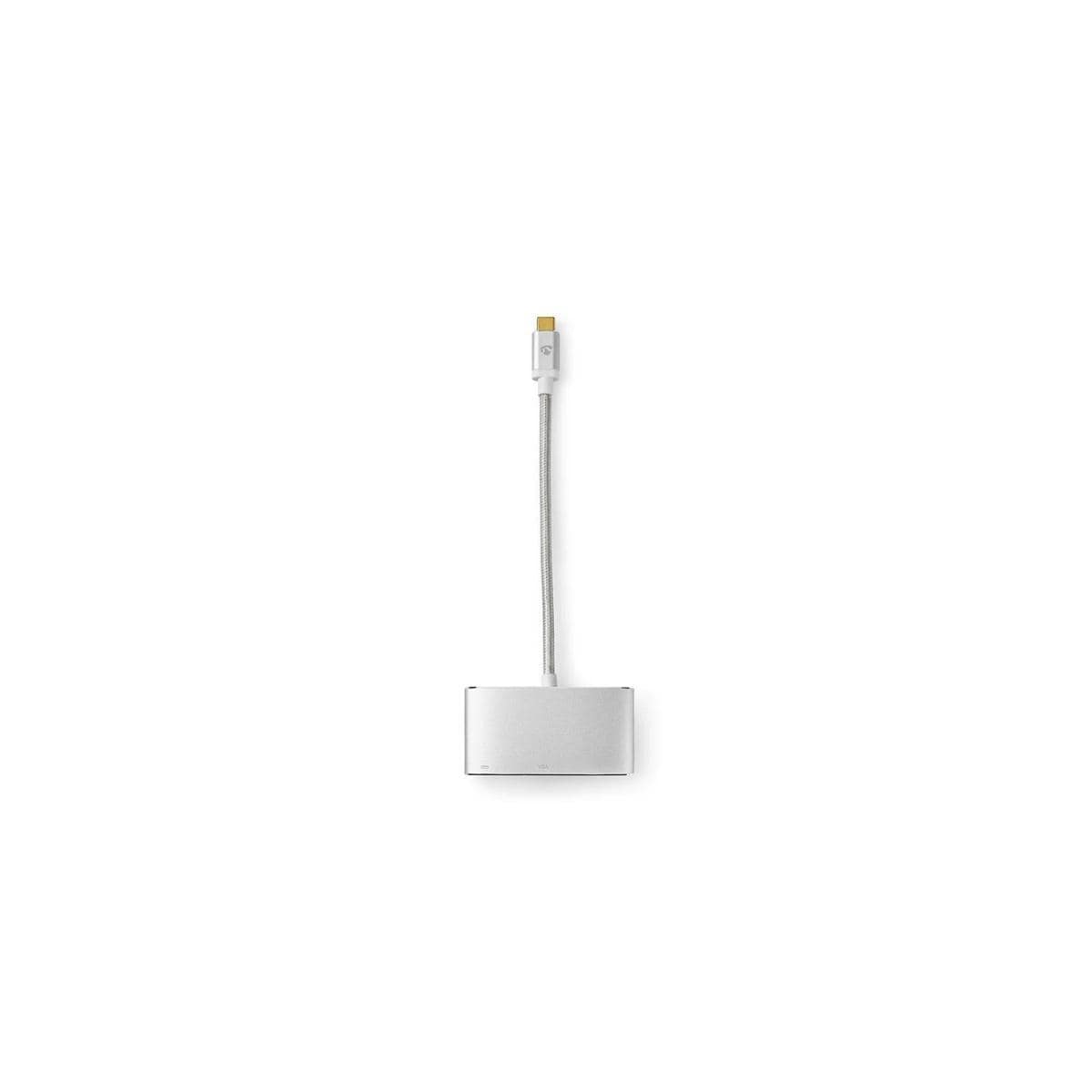 Nedis USB Multi-Port Adapter | USB 3.2 Gen 1 | USB-C™ Hann | USB-A Hun / USB-C™ Hunn / VGA Hun 15p | 5 Gbps | 0.20 m | Rund | Gull belagt | Flettet / Nylon | Sølv | Deksel Vindusboks