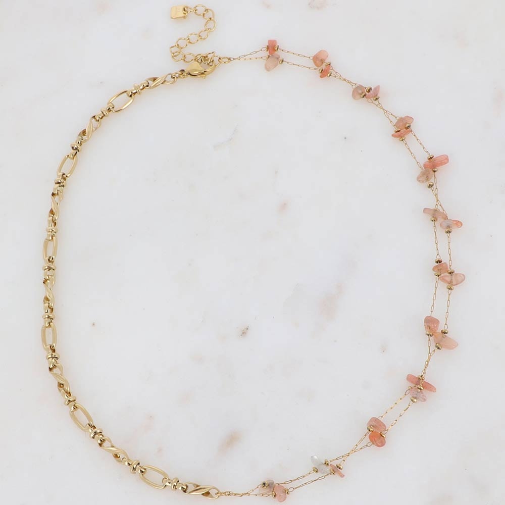 Collier Galen - Acier inoxydable doré & pierre de soleil
