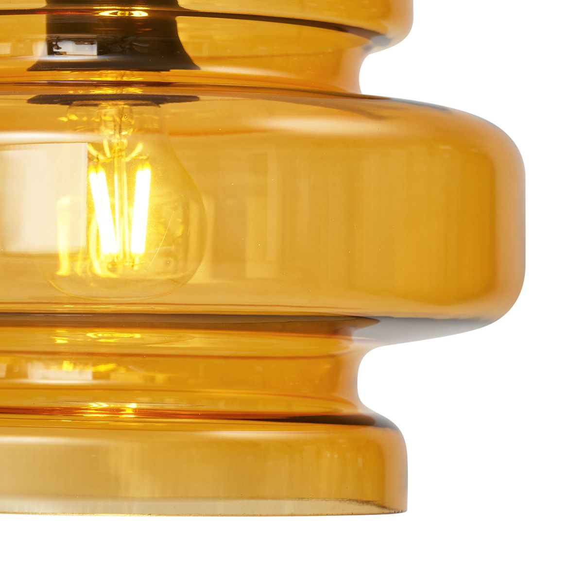 Retro vloerlamp zwart met oranje glas - Denise