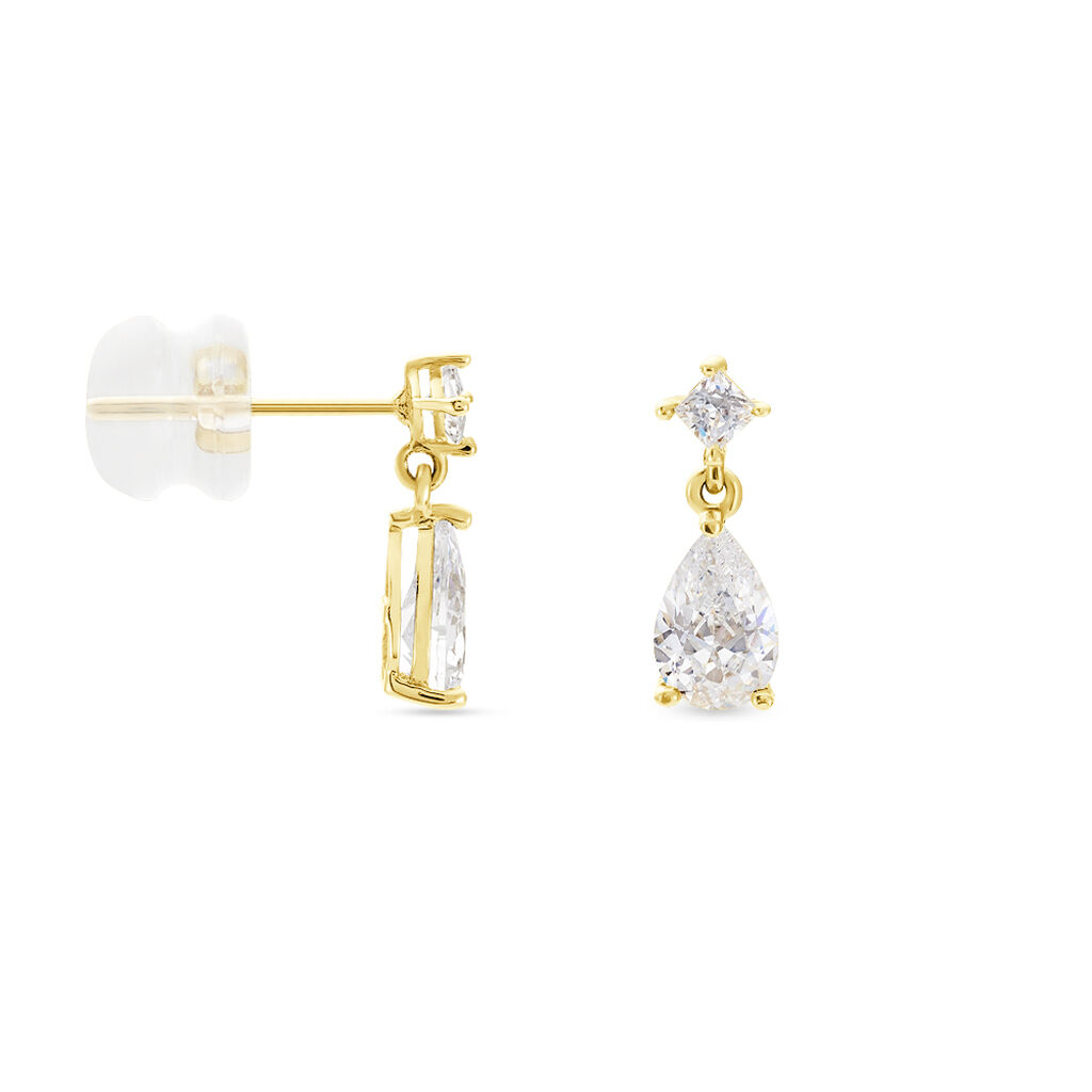 Boucles D'oreilles Pendantes Faas Or Jaune Oxyde De Zirconium