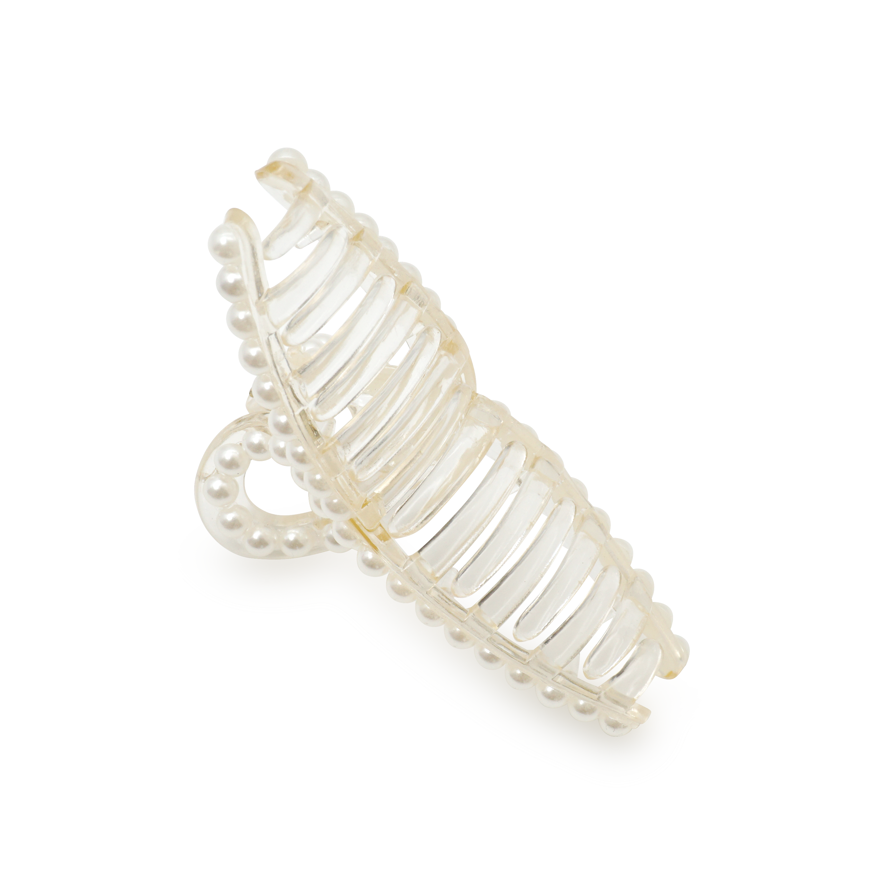 (11cm) Haarspange Klammer Perlen Krallen Clip Haarschmuck  - Weiss