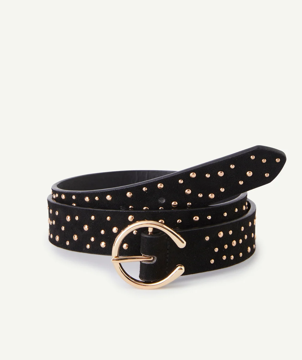 CEINTURE FILLE NOIRE AVEC BOUCLE ET DÉTAILS COULEUR DORÉE