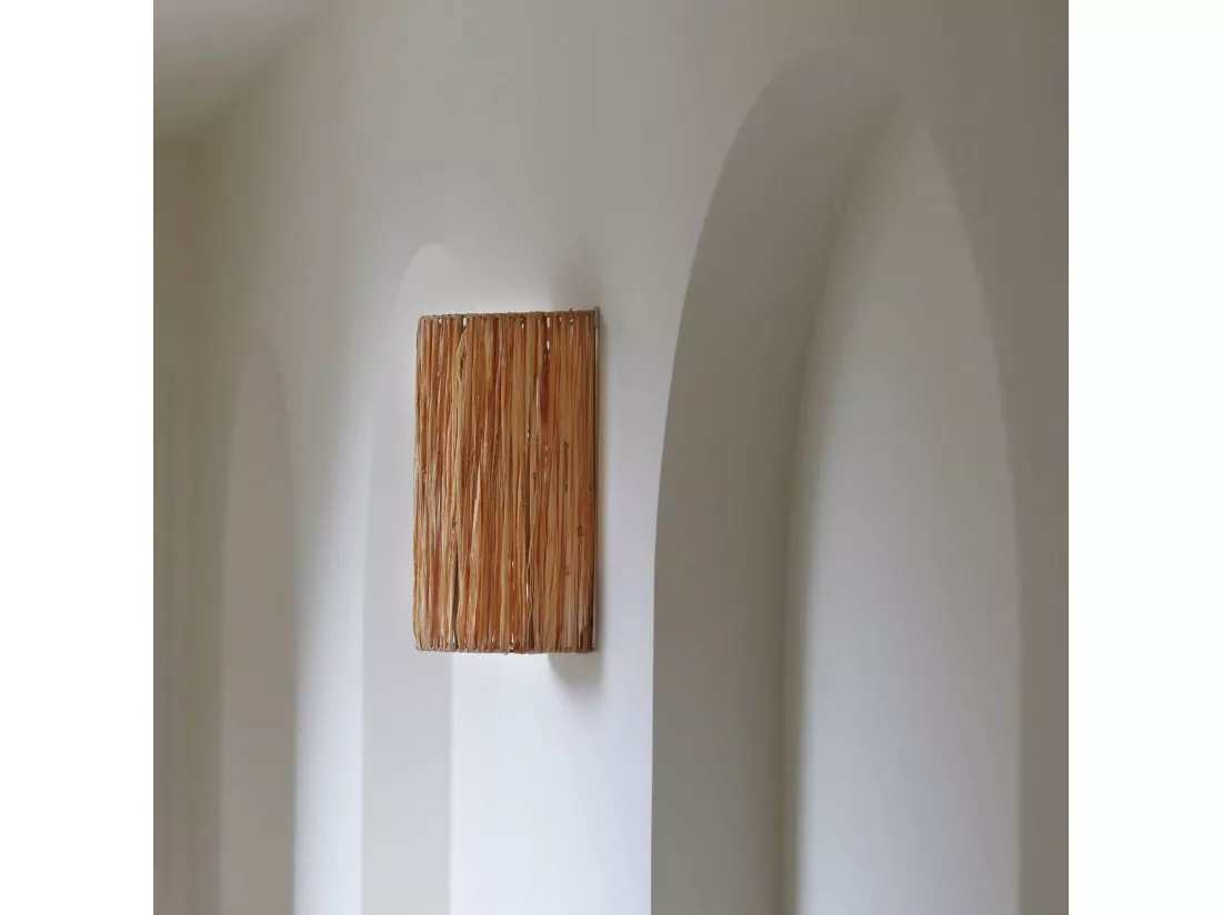 Now's Home - Cache Ampoule Mural En Raphia Naturel 21x15xh32cm El Nido