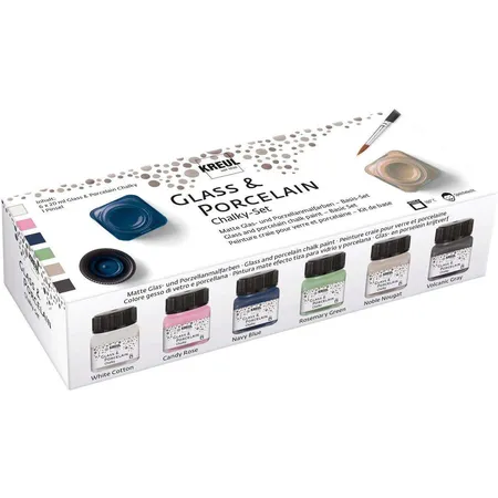 KREUL Glas- und Porzellanfarben, 6 x 20 ml sowie 1 Pinsel