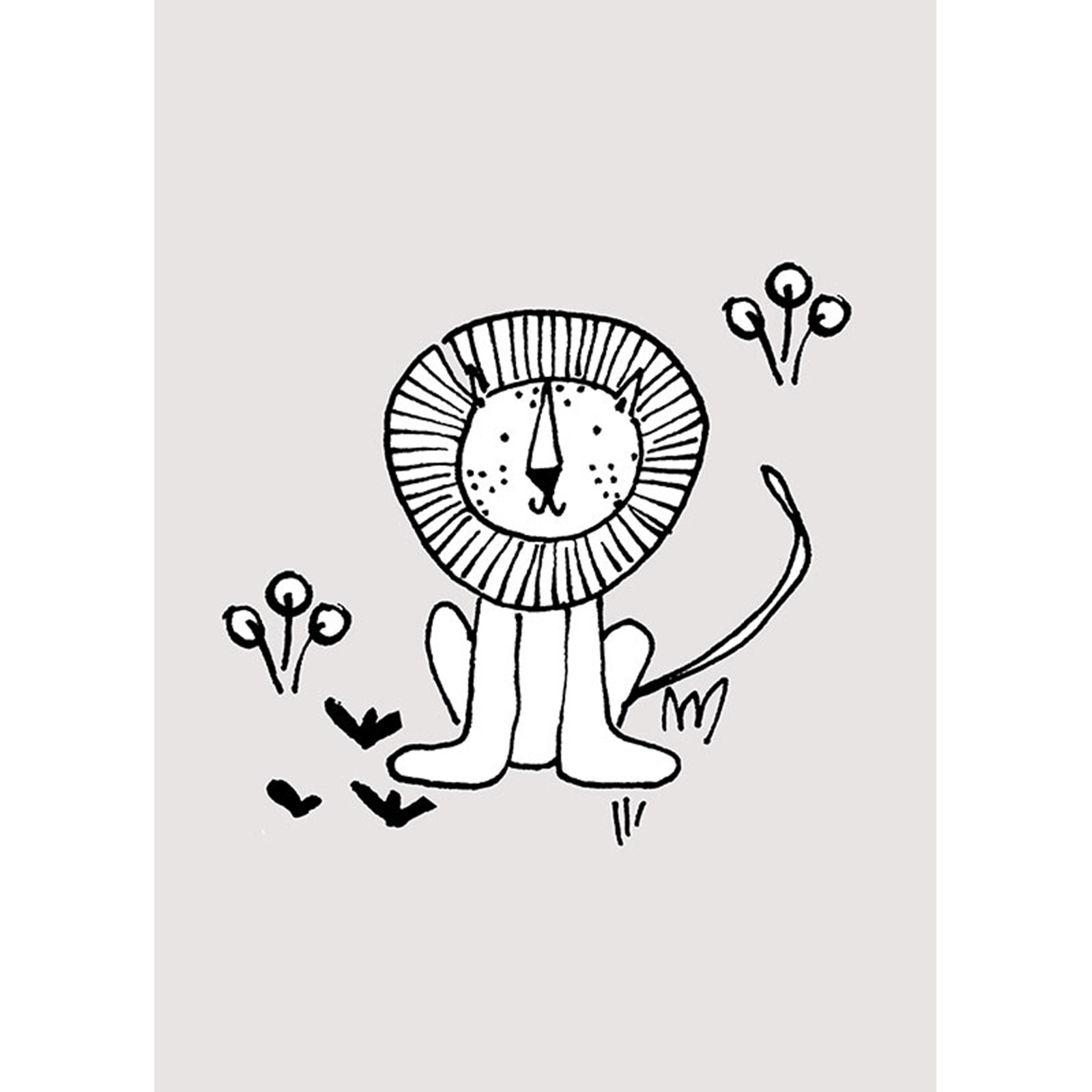 Wandbild SCRIBBLE LION - schwarz-weiß - 50x70 cm