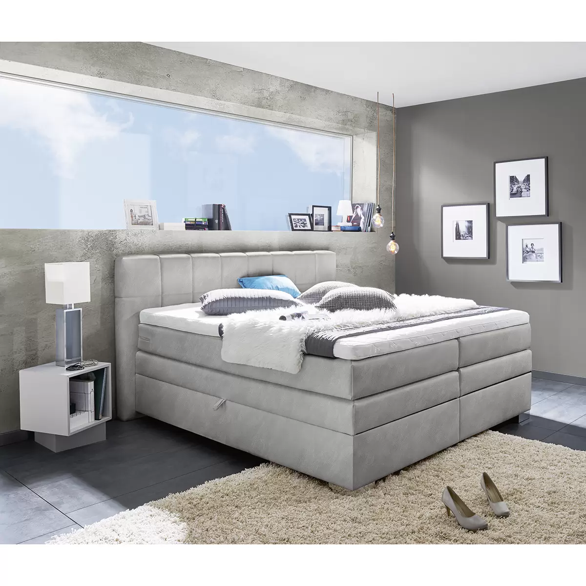 Boxspringbett Marina 2 180 x 200 Silber