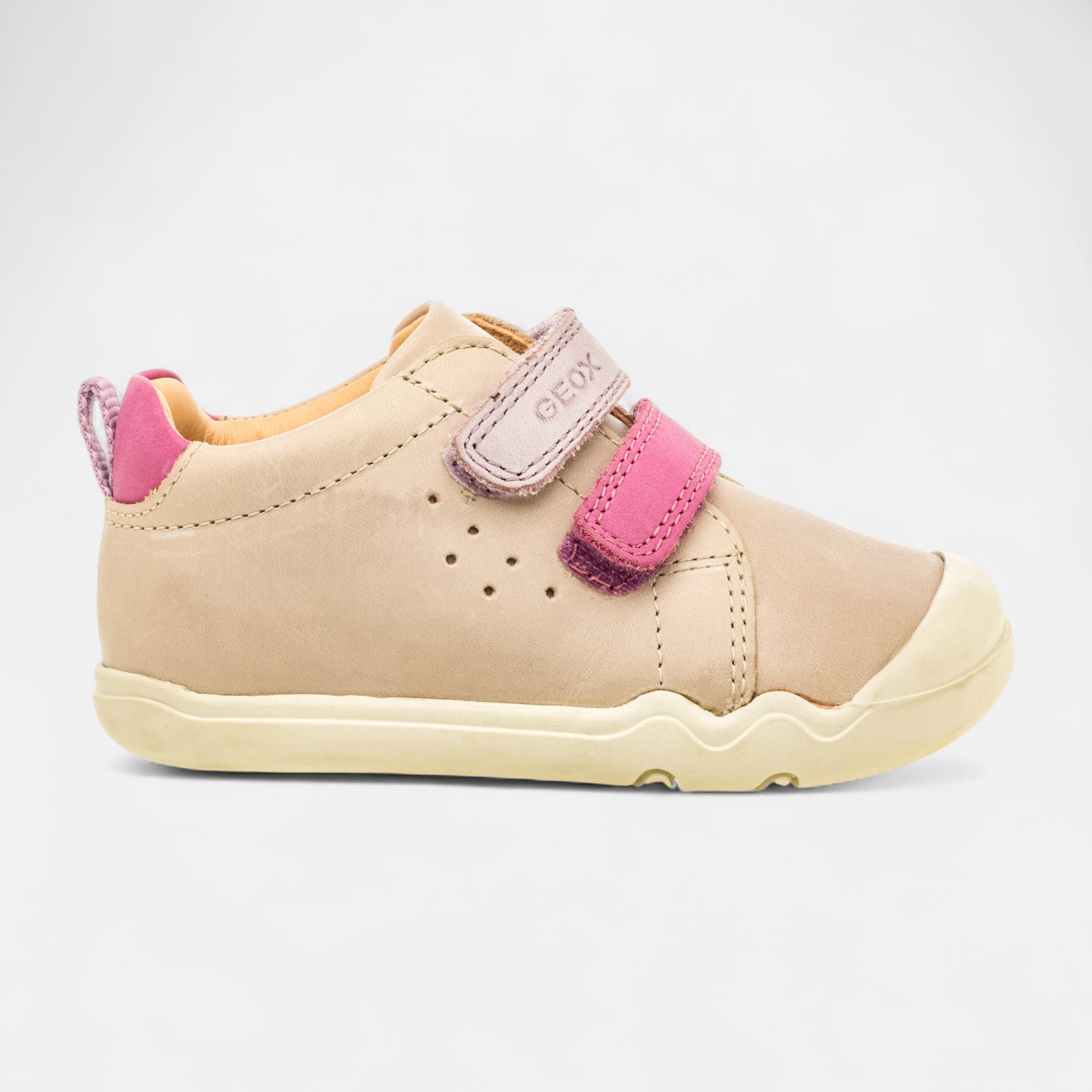 Baskets basses Bébé fille en cuir neutre