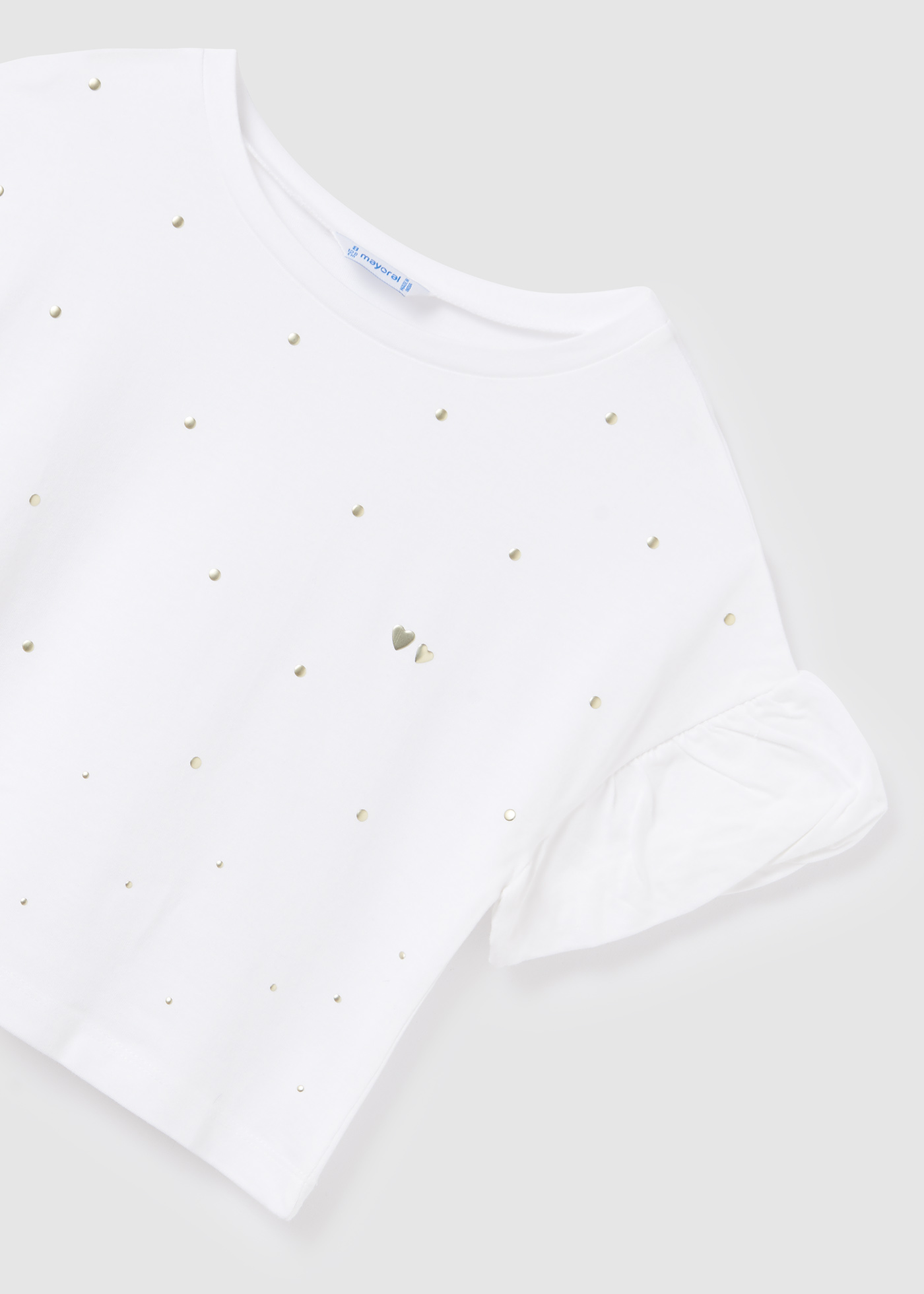 Camiseta de manga curta com tachas para meninas