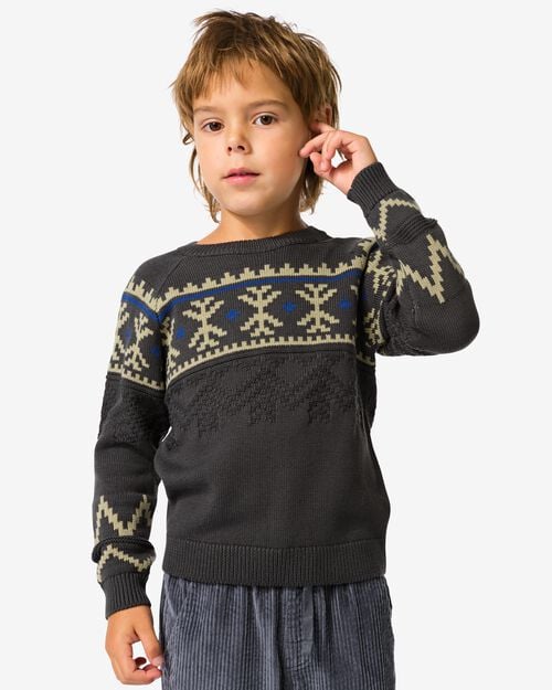 pull en maille nordique graphique gris foncé