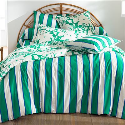 Linge de lit fleurs et rayures
