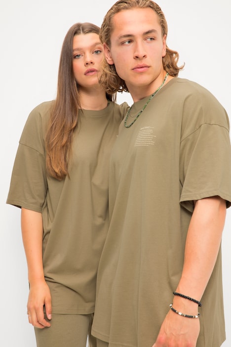 Oversized Shirt, Mini Statement-Print, Rundhals, Halbarm, Unisex