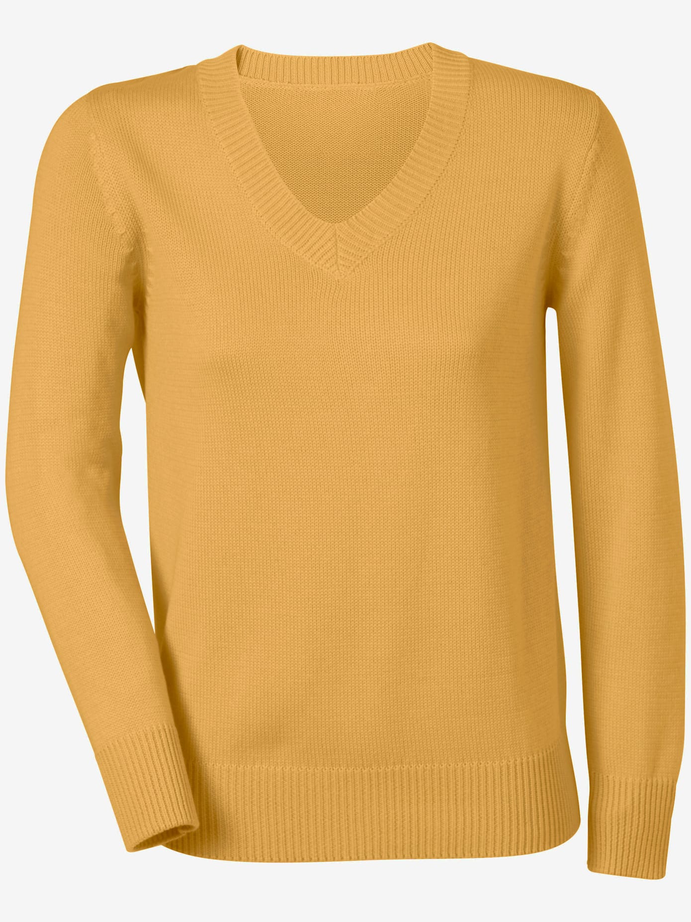 Pull femme coupe classique col en v finitions côtelées