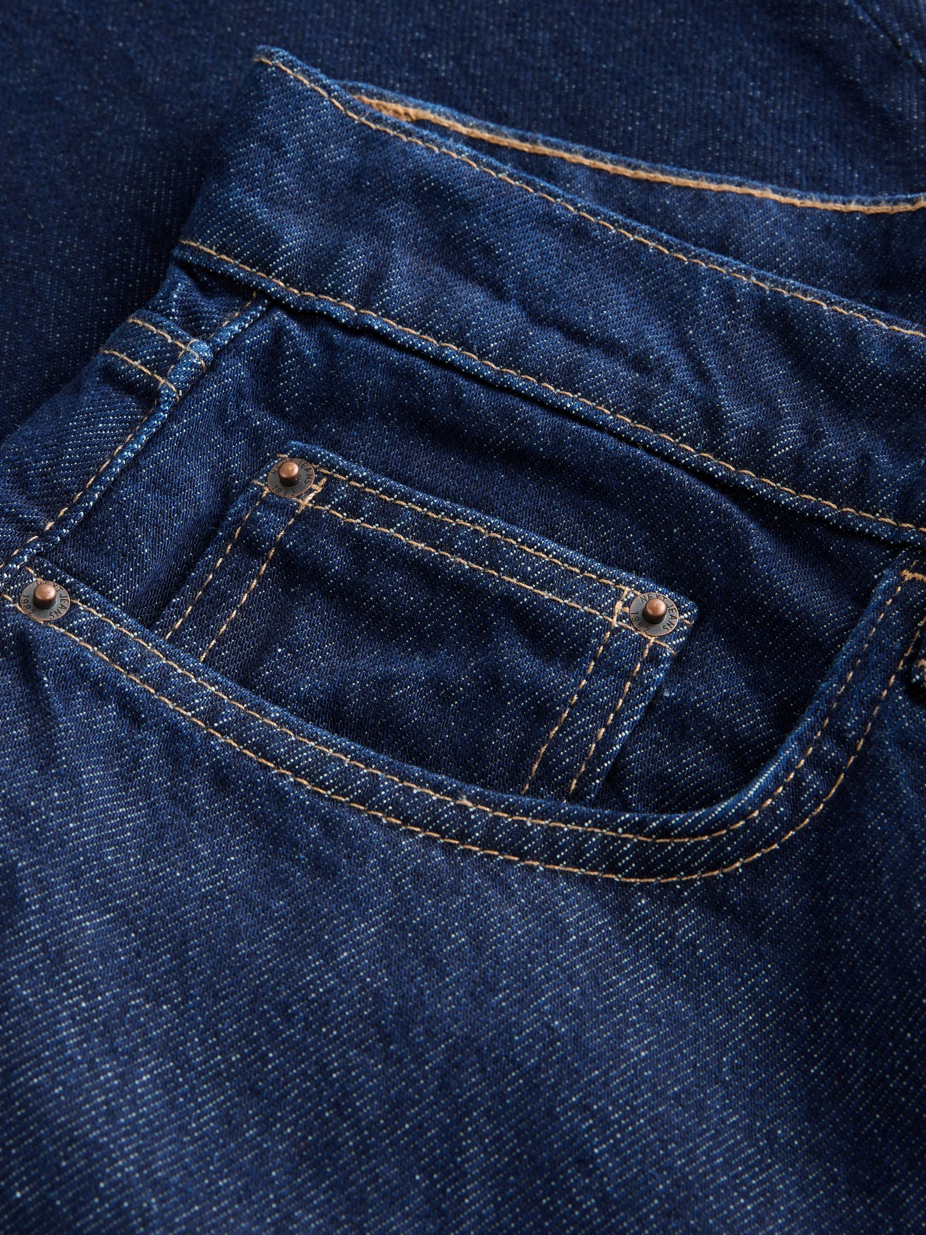 Blauw met wassing - Jeans met ruime rechte pijpen