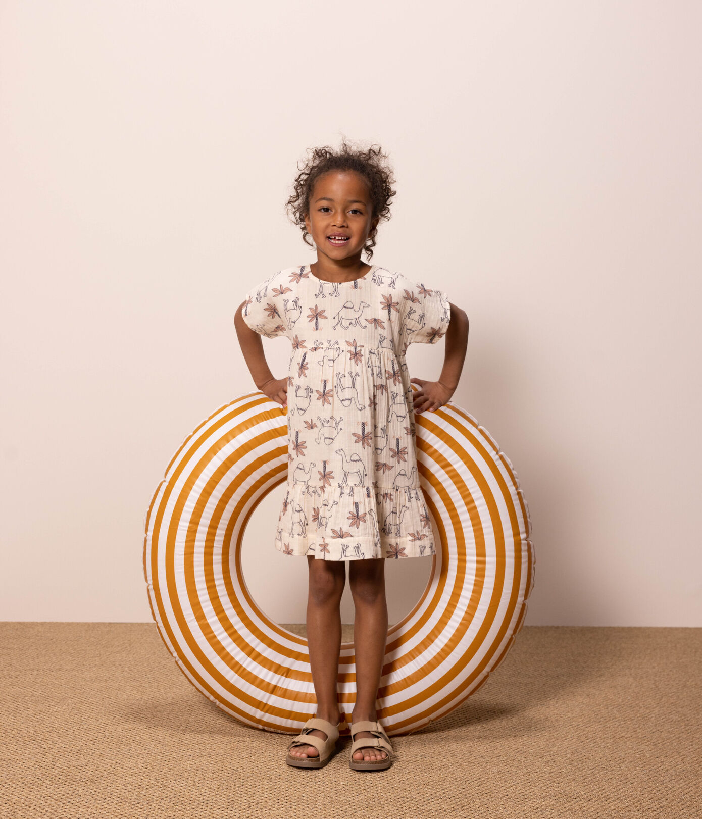 Robe manches courtes en gaze de coton enfant fille