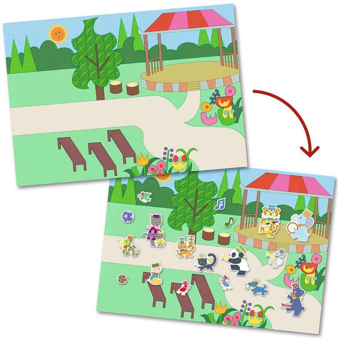 Djeco knutselset herbruikbare stickers - fanfare