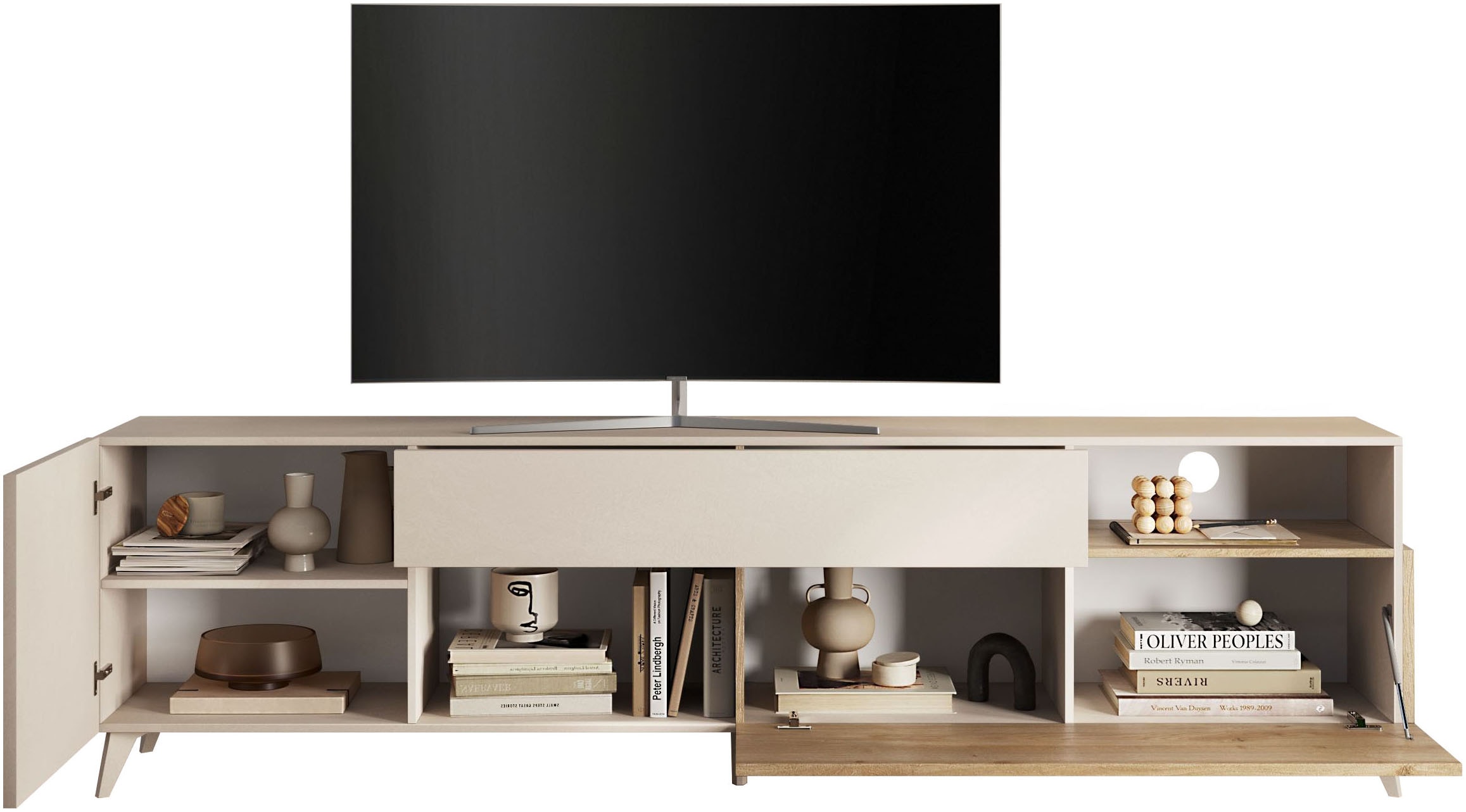 INOSIGN Lowboard »Monaco in Breite 241 cm, TV-Schrank mit Tür, Klappe und Schubkasten« Mediaboard – sanft schliessend, edel, mit Kabelkanal, spürbar geräumig