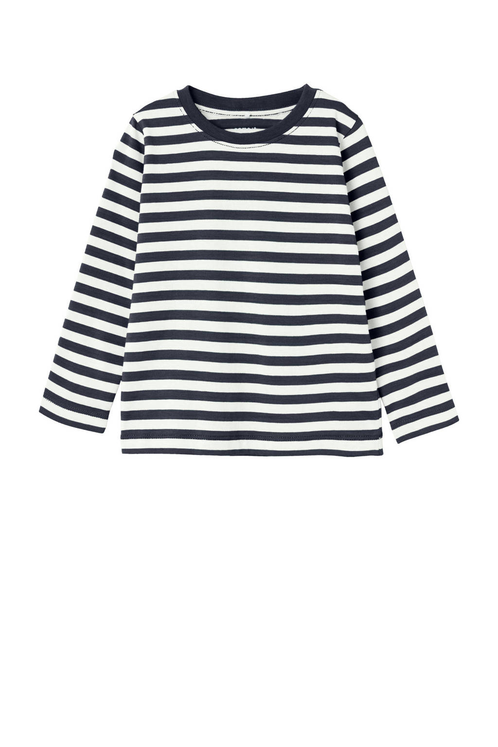 NAME IT gestreepte longsleeve NMMSALMO donkerblauw/wit
