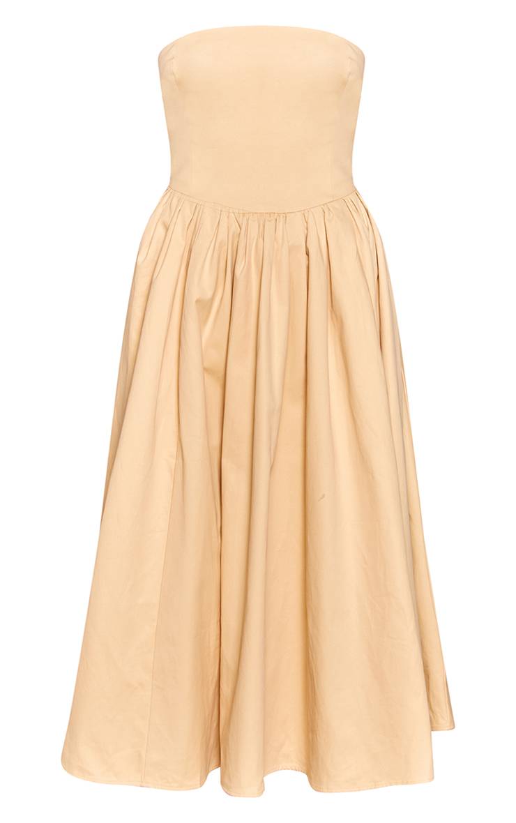 Citron Robe Midaxi Patineuse Froncée À Bandeau En Tissu Tissé