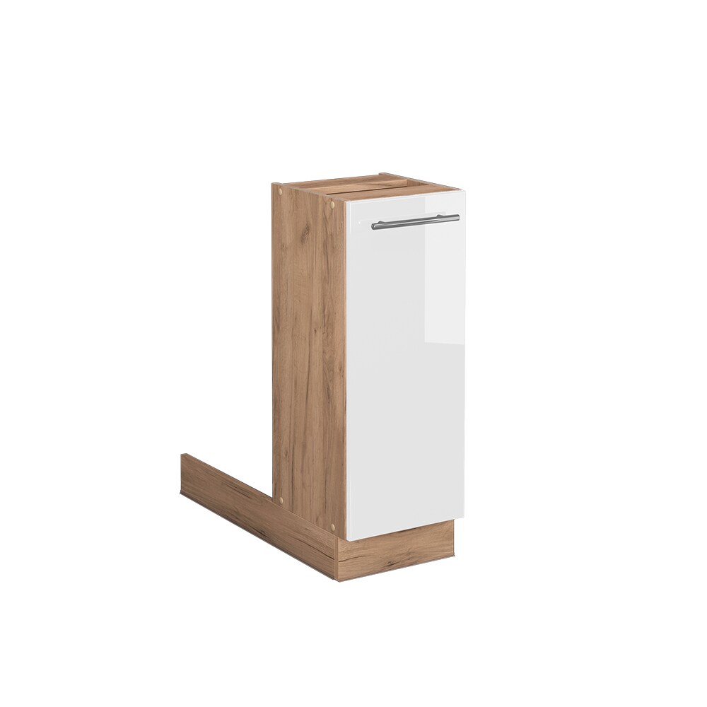 Vicco Regalinselunterschrank Küchenschrank Küchenmöbel Fame-Line Eiche Weiß 30 cm modern Hochglanz Küche Einbauküche Kücheninsel Drehtür Einlegeboden Blende Küchenunterschrank Küchenzeile